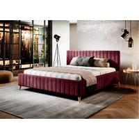 Posteľ s roštom Tamina, 160x200, bordová - prírodná farba/bordová, Design, drevo/textil (160/200cm)