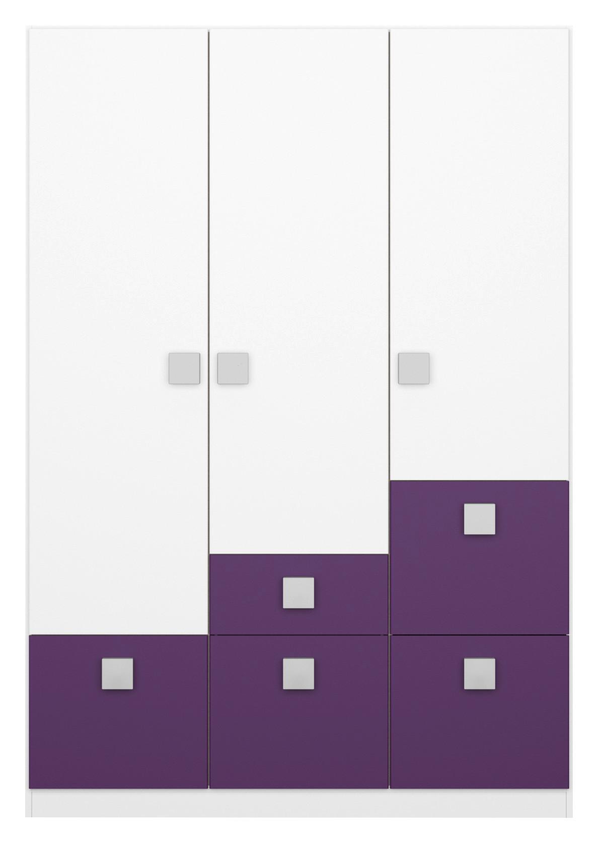 Drehtürenschrank mit Laden 136cm Skate, Weiß/Brombeere - Brombeere/Weiß, Basics, Holzwerkstoff (136/197/54cm) - Rauch Möbel
