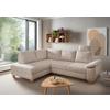 Eckschlafsofa Positano, Creme S: 206x265 Cm - Wildeiche/Creme, MODERN, Textil (206/265cm) - Livetastic