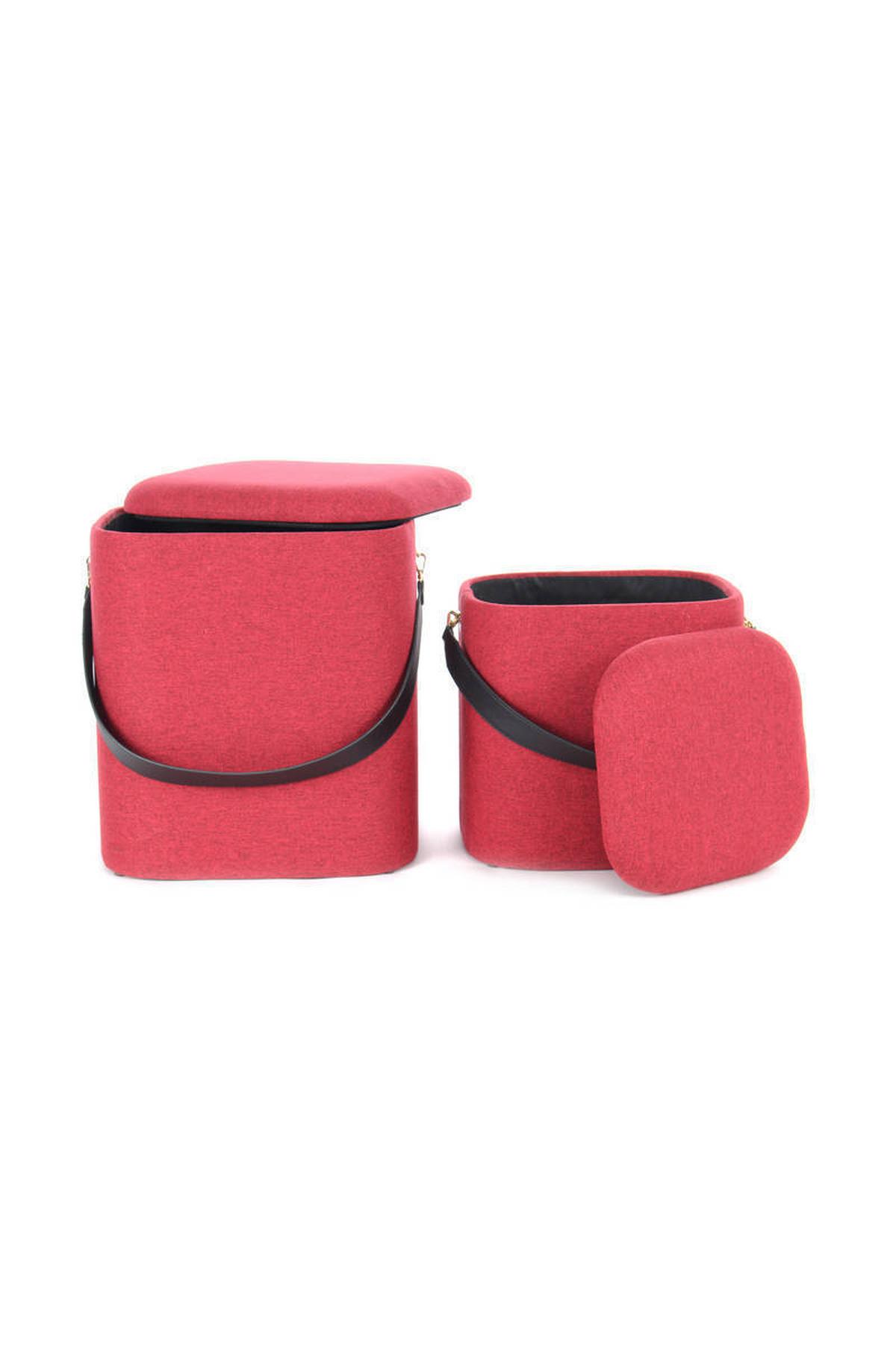 Hocker Arabella Mit  Stauraum Rot H: 44 Cm 2er-Set - Rot/Schwarz, Basics, Kunststoff/Textil (29,5+35,5cm) - Kayoom