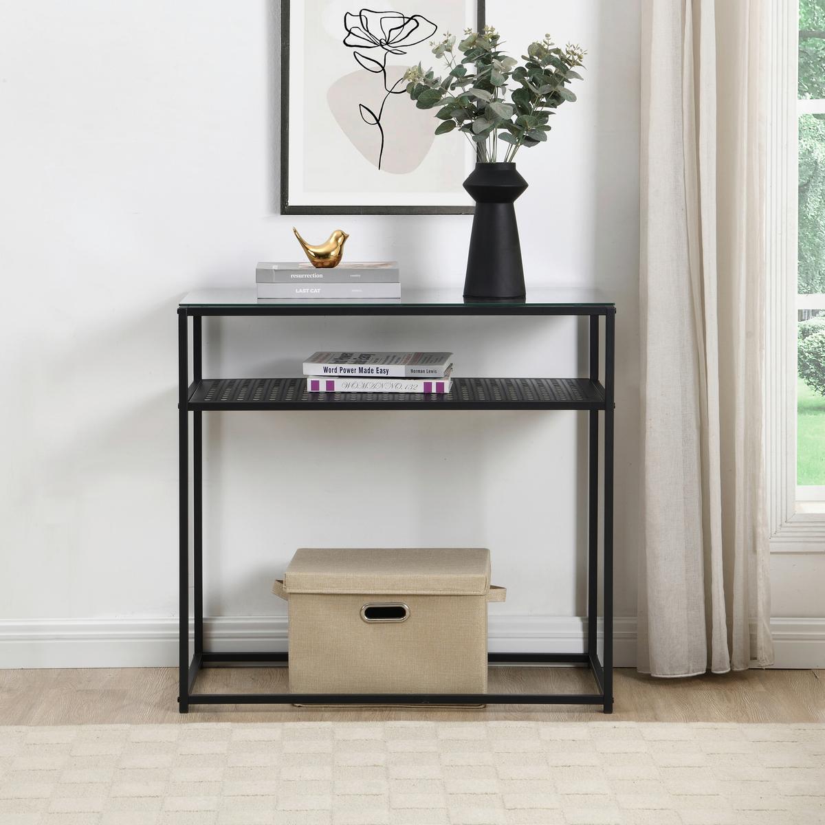 KONSOLENTISCH Schwarz B: 80 cm - Schwarz, Design, Glas/Metall (80/40/77cm) - MID.YOU