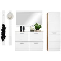 Garderoben-set Auris Weiß/eiche Dekor 5-Tlg. - Eichefarben/Weiß, MODERN, Holzwerkstoff (198/204,2/37,1cm) - Luca Bessoni