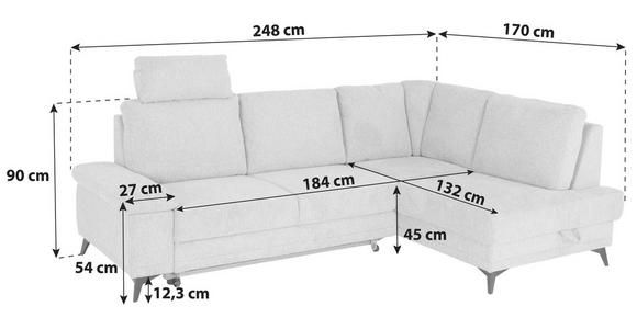 ECKSOFA Sound - Schwarz/Grau, MODERN, Textil (248/90/170cm) - Luca Bessoni