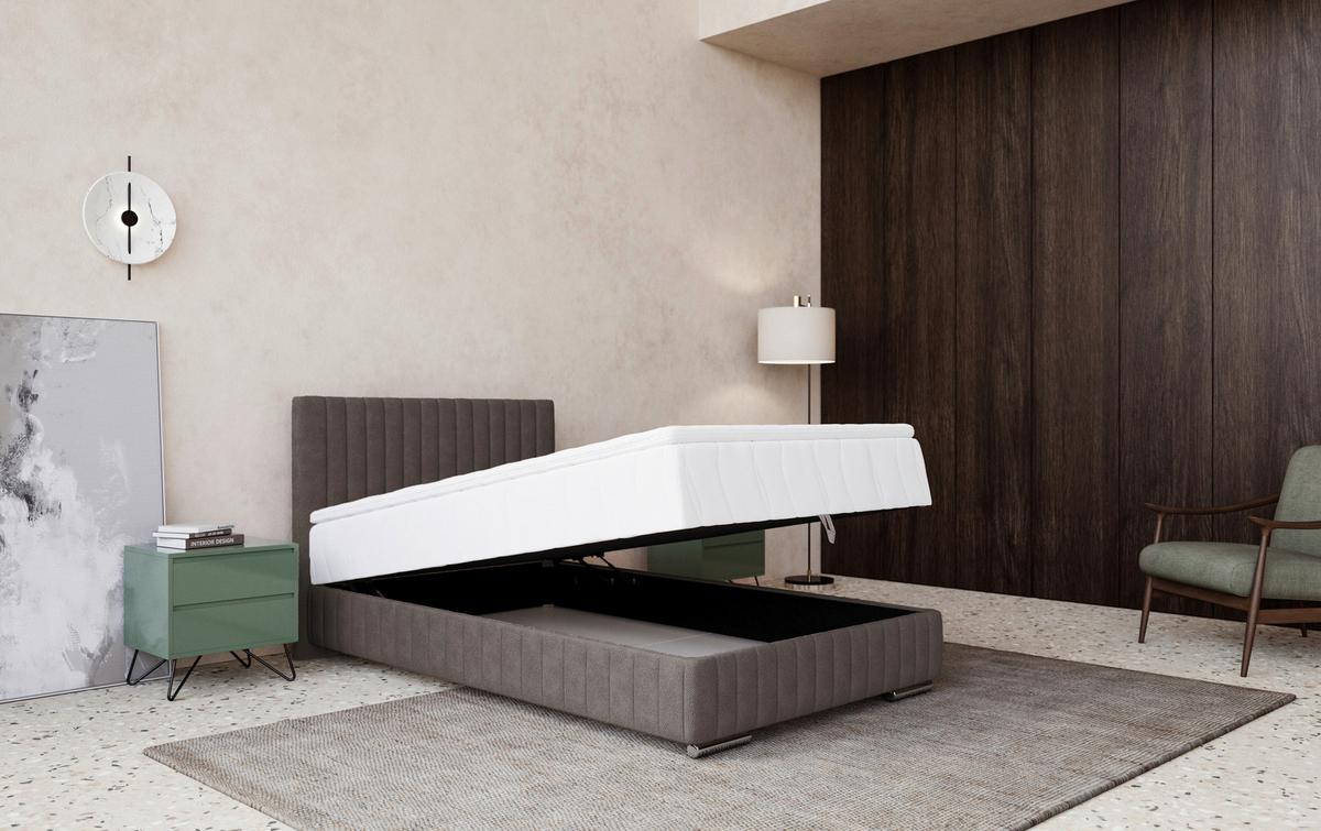 Box-ágy Beetle 140/200 Cm - sötétbarna, Modern, faalapú anyag/textil (140/200cm)