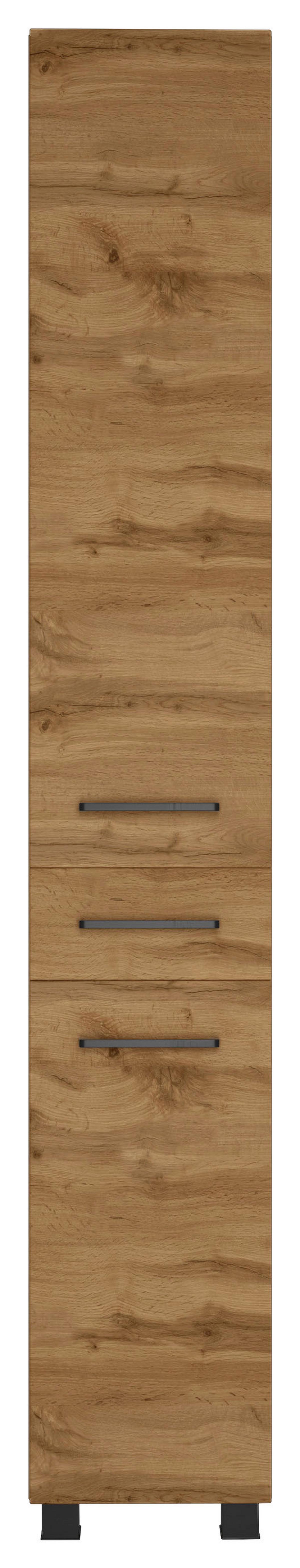 Hochschrank Manchester B: 30 Cm Eiche Wotan Dekor - Eichefarben/Schwarz, MODERN, Holzwerkstoff (30/180/35cm) - Held