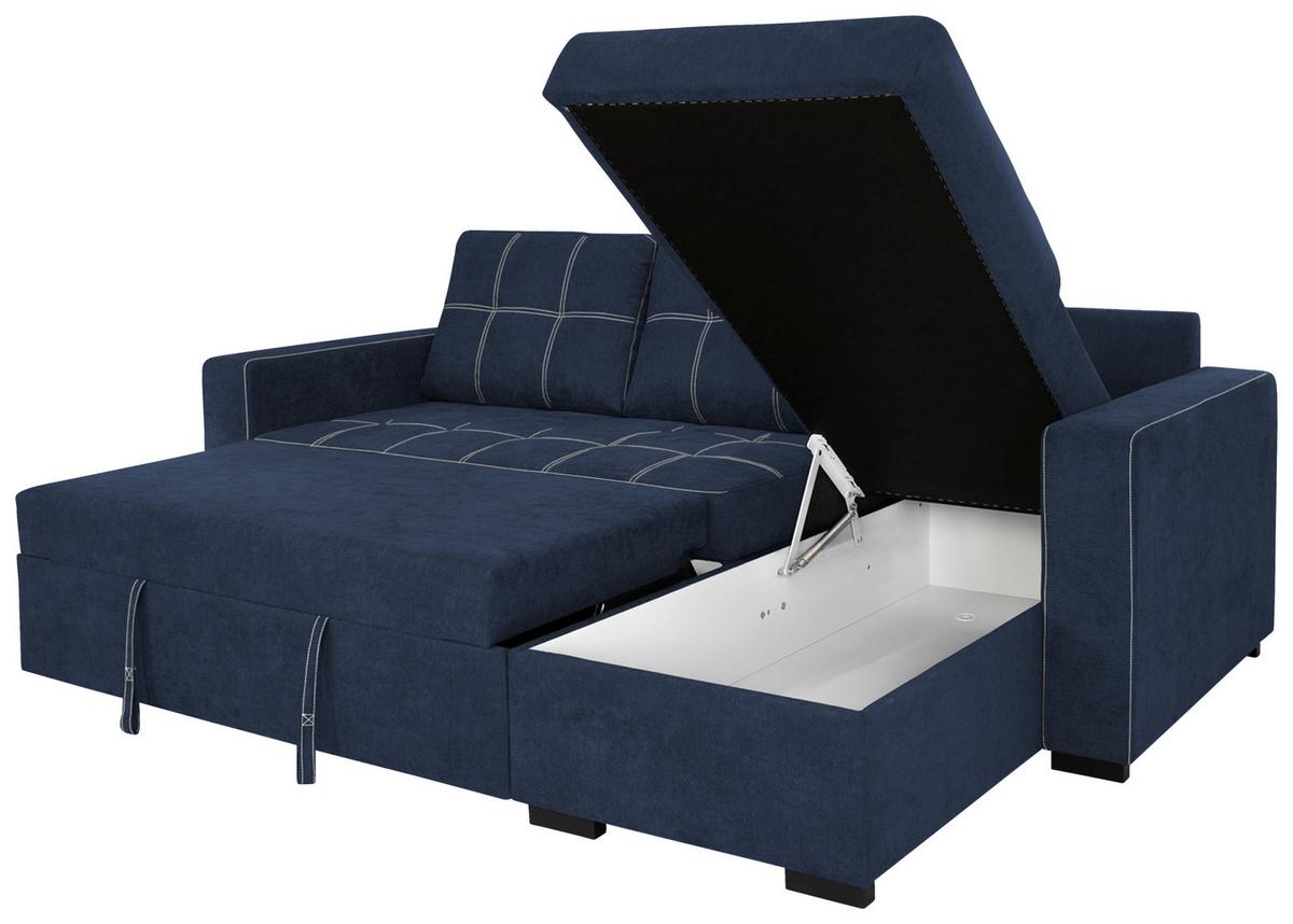 Sedací souprava TURIN, tmavě modrá - černá/tmavě modrá, Design, kov/dřevo (239/87/160cm)