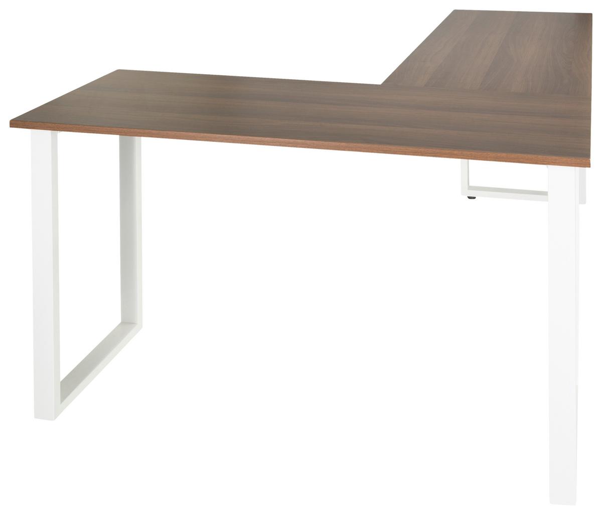 Eckschreibtisch B: 120 Cm Workspace Basic - Walnussfarben/Weiß, Basics, Holzwerkstoff/Metall (165/120/75cm) - MID.YOU