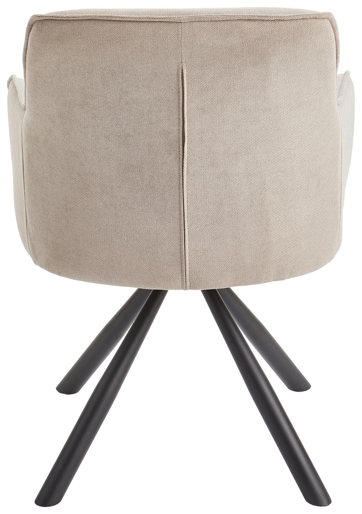 Armlehnstuhl Anna Schwarz/taupe B: 61 Cm - Taupe/Schwarz, MODERN, Textil/Metall (61/86/62cm) - Livetastic