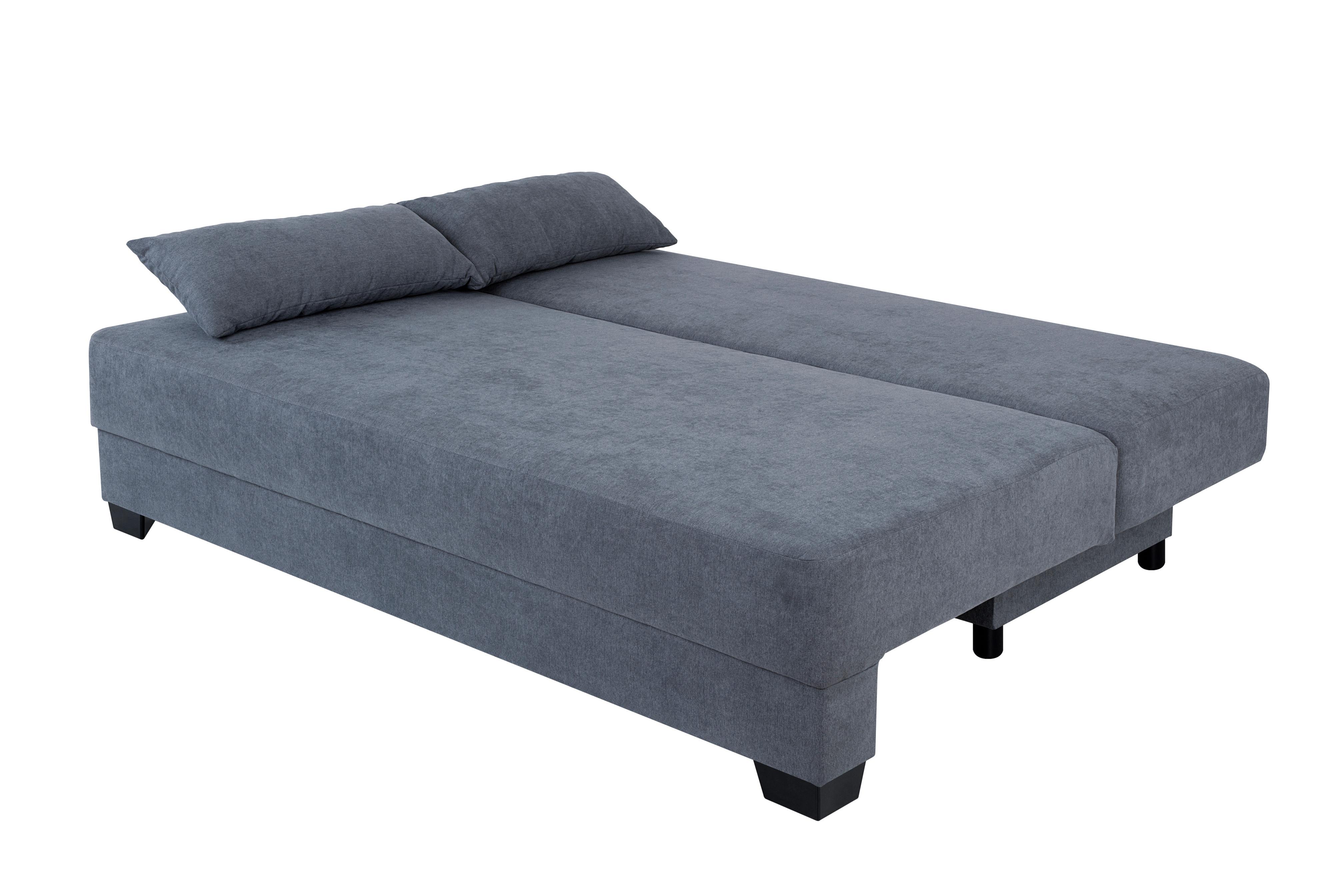 Sofa Mia mit Schlaffunktion Grau 200 cm - Schwarz/Rosa, Design, Holzwerkstoff/Textil (200/90/110cm) - P & B