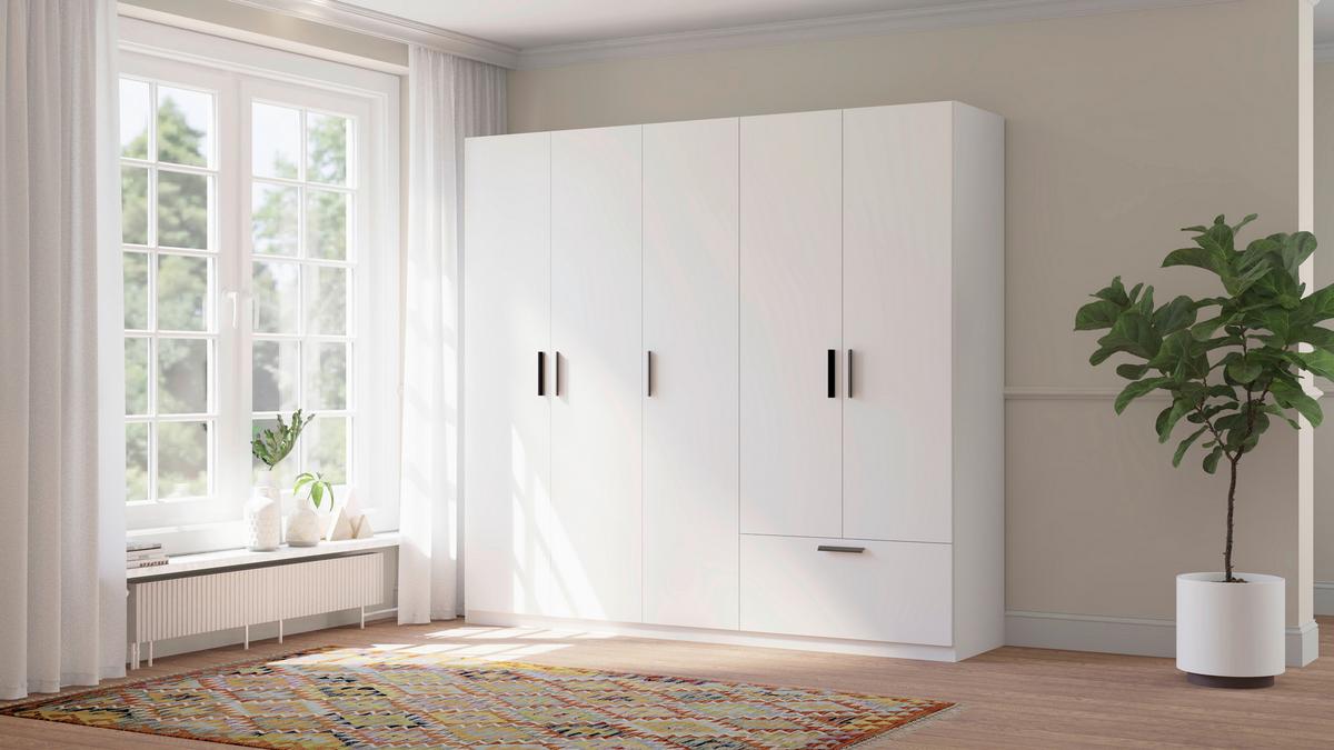 SKRIŇA S OTOČNÝMI DVERAMI MILOS 5T1S - čierna/biela, Modern, kompozitné drevo/plast (225/210/54cm)