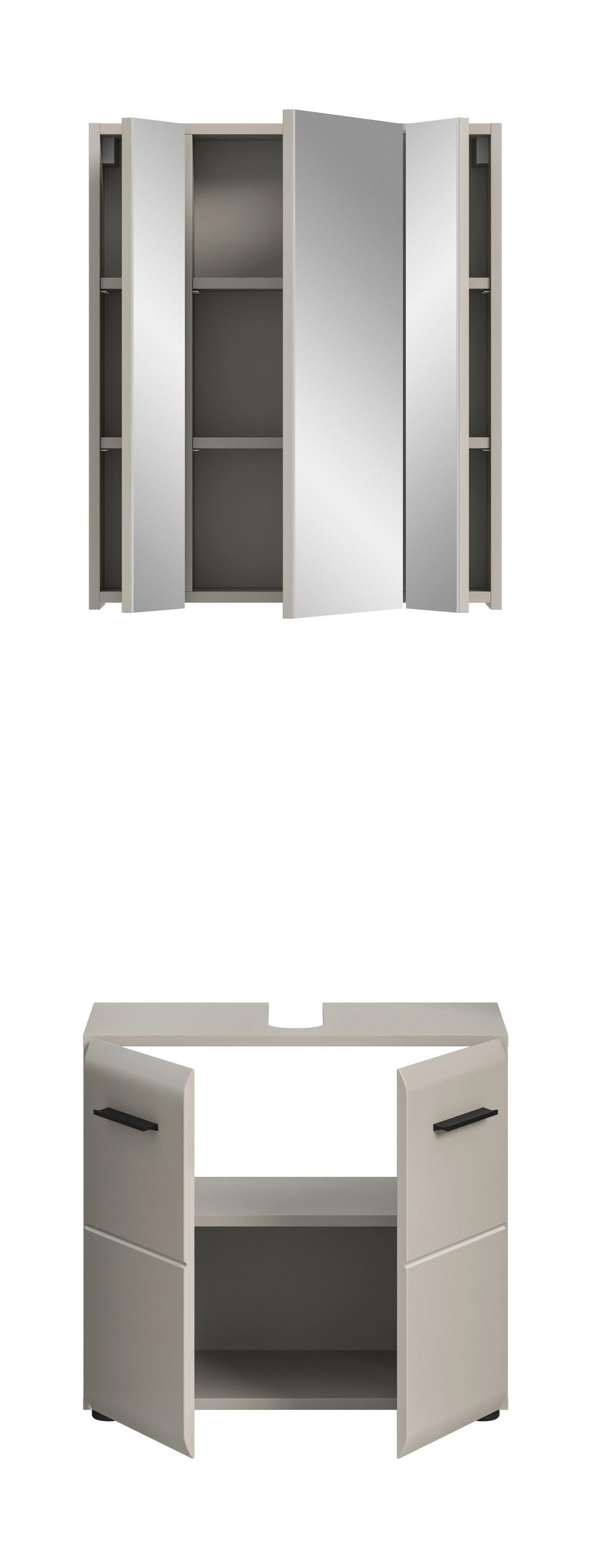 Badezimmer Ice Kaschmir B: 60cm - Kaschmir/Schwarz, Trend, Glas/Holzwerkstoff (60cm) - MID.YOU