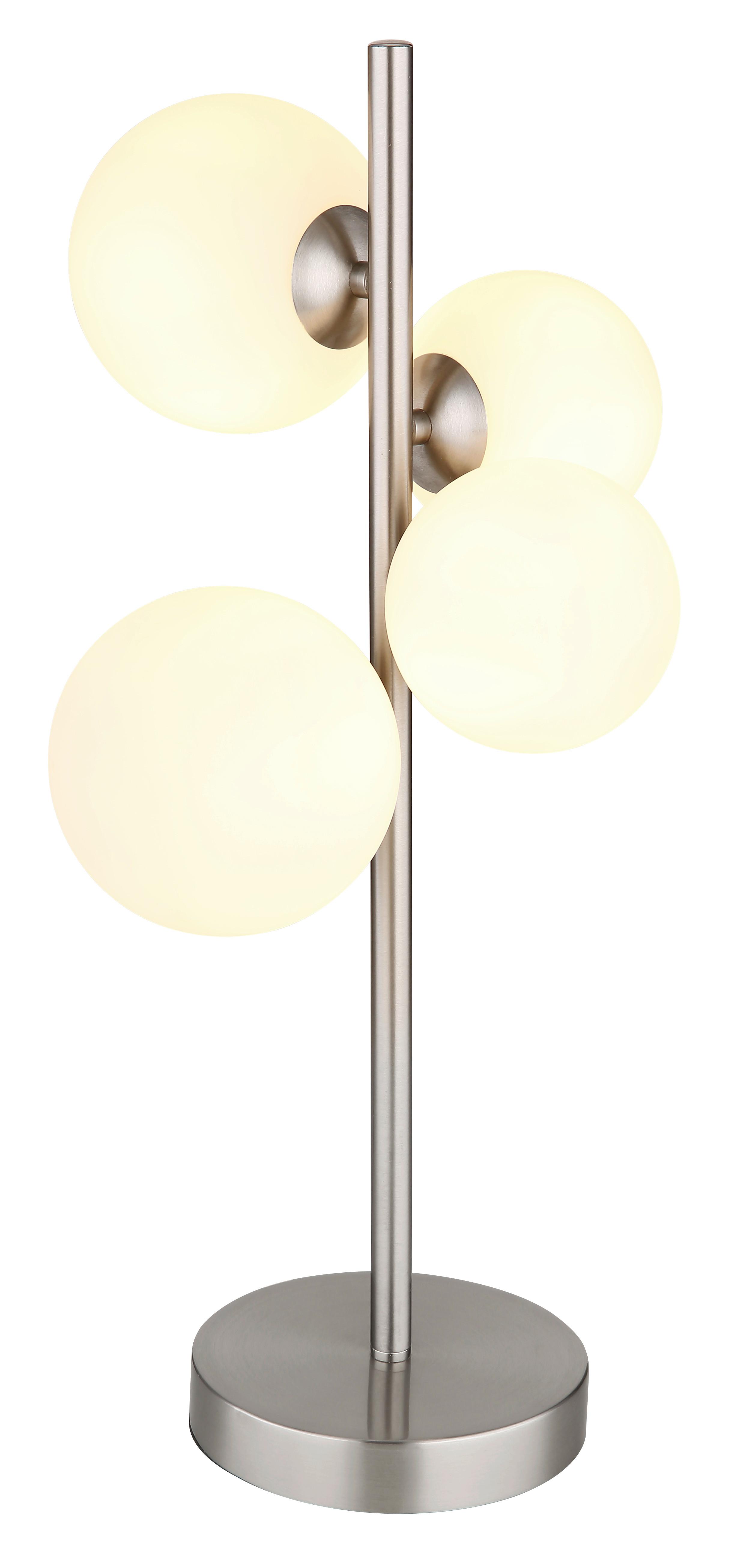 LED-Tischleuchte 56140-4t - Opal/Nickelfarben, KONVENTIONELL, Glas/Kunststoff (27/23cm) - Globo