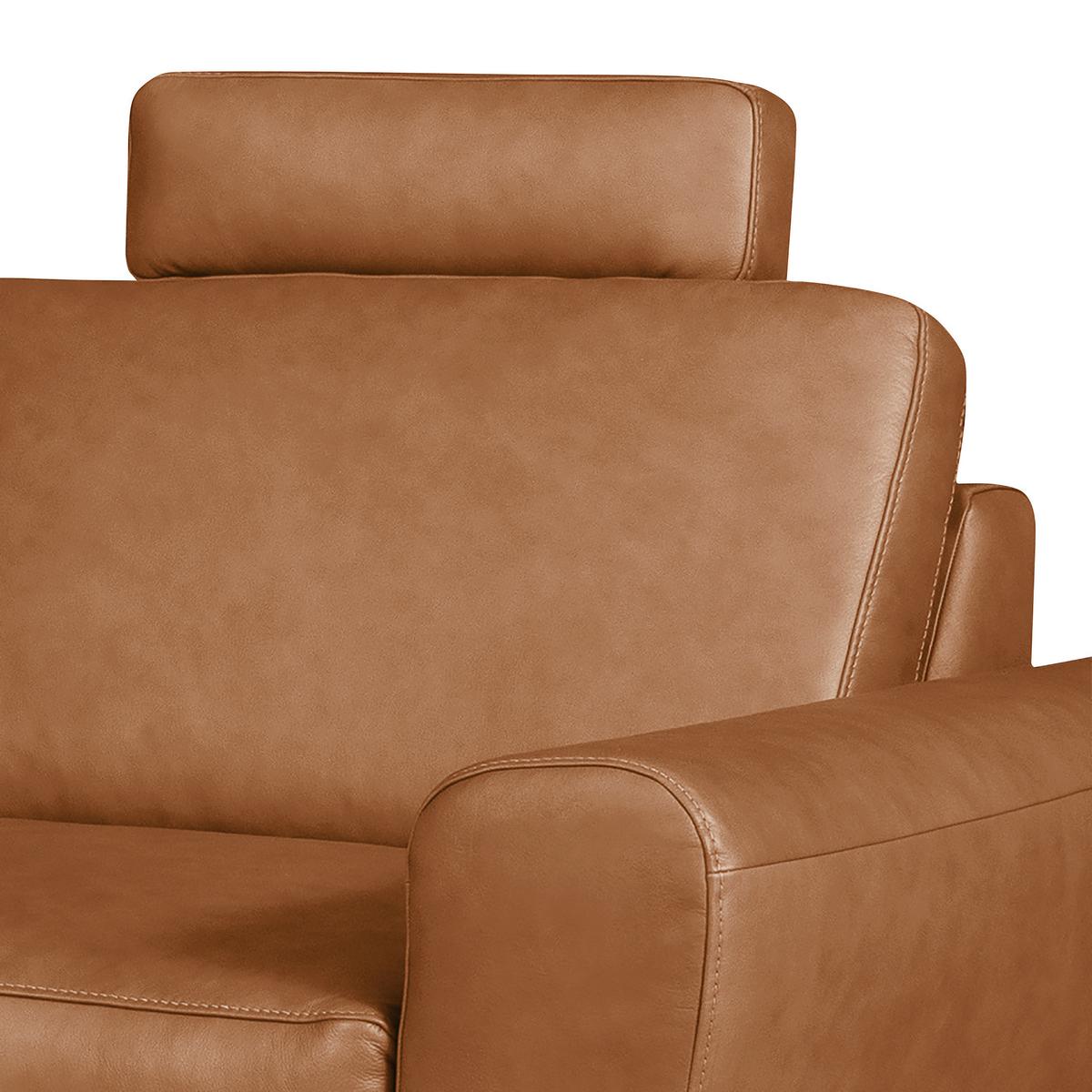 Ecksofa Spring, Cognac S: 250x273 cm - Cognac/Schwarz, Design, Leder (250/273cm) - Livetastic