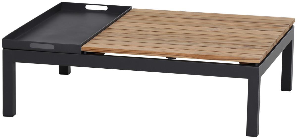 Loungegarnitur 5-Tlg Teakholz/Metall mit Kissen - Anthrazit/Grau, KONVENTIONELL, Holz/Textil - Siena Garden