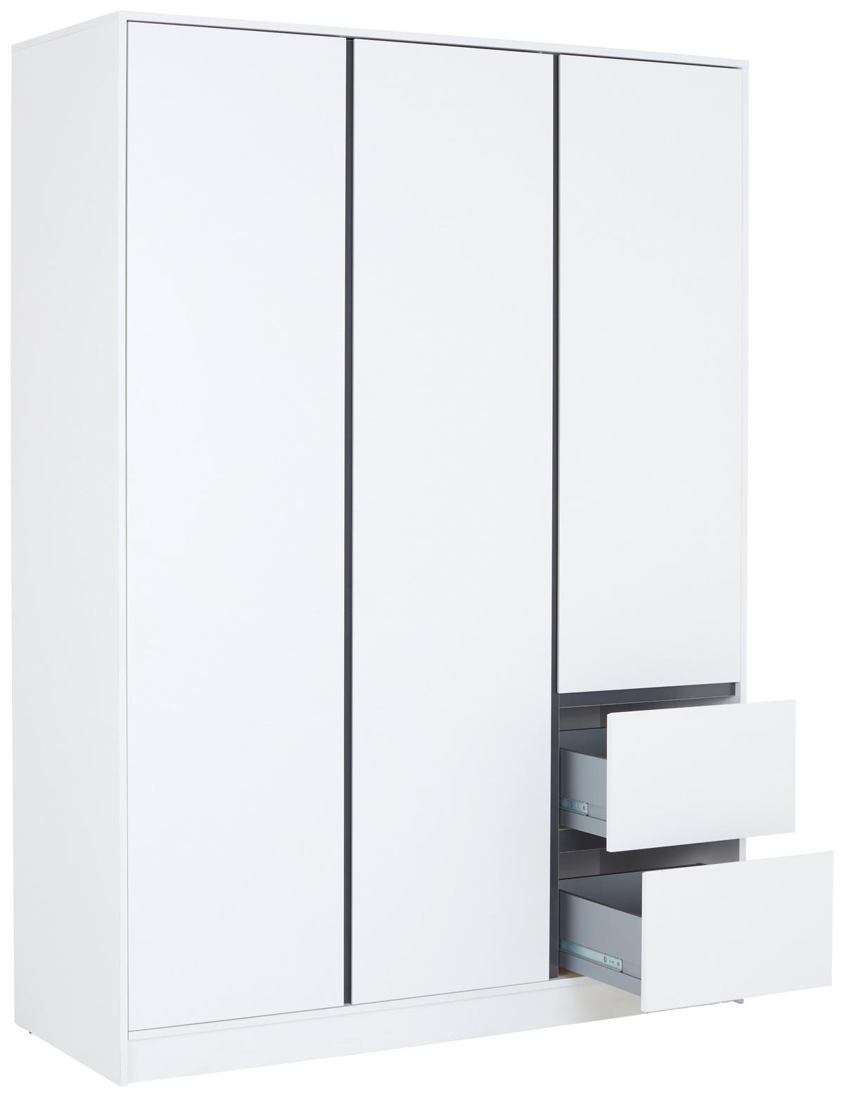 Drehtürenschrank 146,8cm Basit Weiß Dekor - Weiß, KONVENTIONELL, Holzwerkstoff (146,8/205,5/56,6cm)