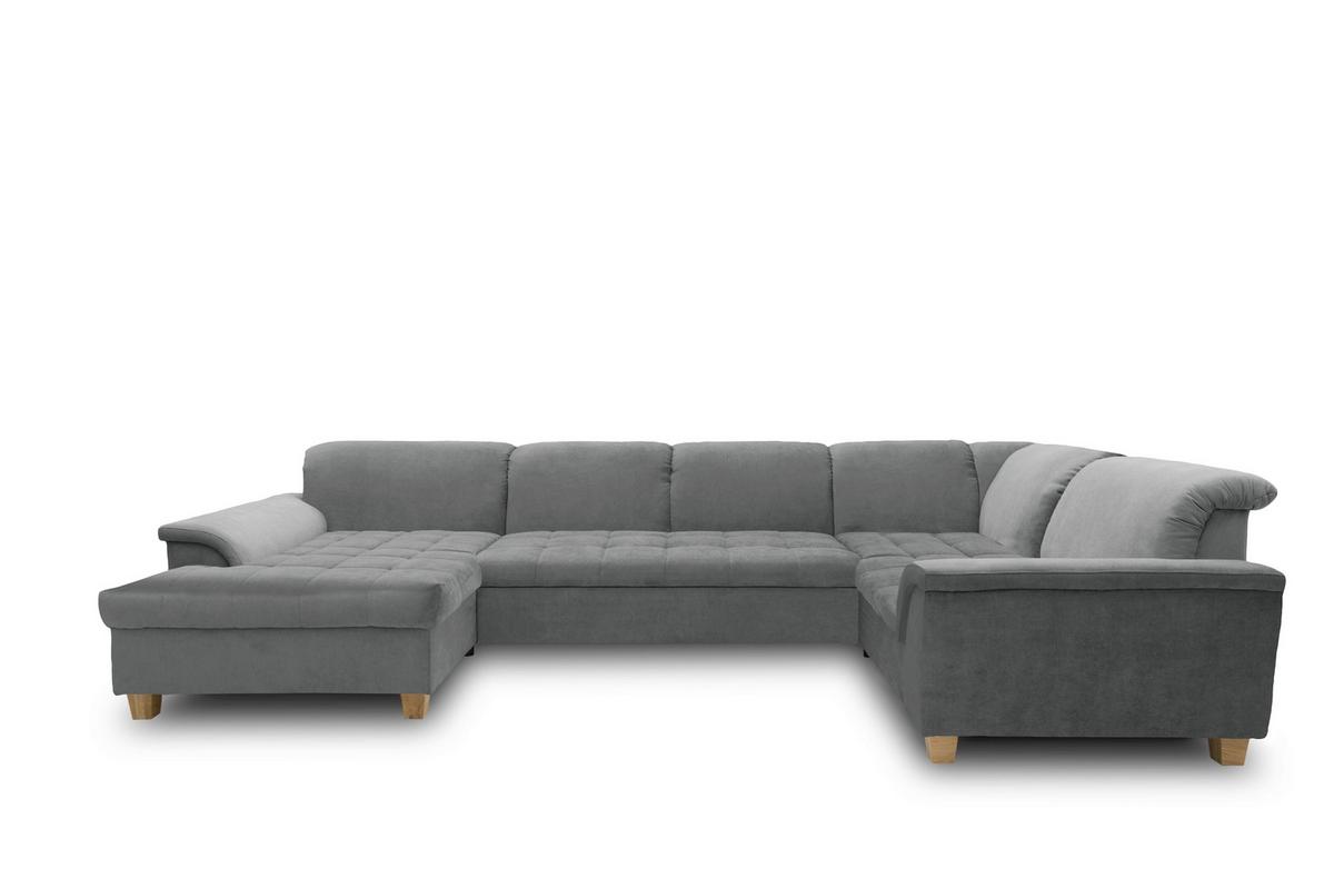 Wohnlandschaft Franzi Kopfteil verstellbar Dunkelgrau - Eichefarben/Dunkelgrau, KONVENTIONELL, Textil (170/352/214cm) - MID.YOU