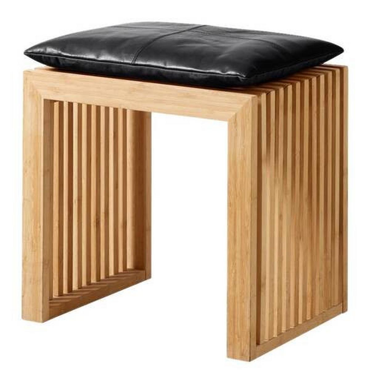 Bankauflage Lederkissen Schwarz B: 45 cm - Schwarz, Design, Leder (45/3/35cm) - MID.YOU