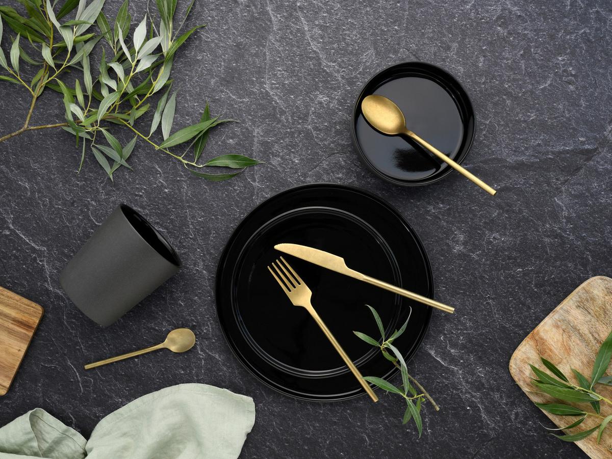 Kaffeebecherset Futuro Schwarz L: 22,5 cm - Schwarz, Basics, Keramik (22,5/22,5/13,5cm) - Creatable