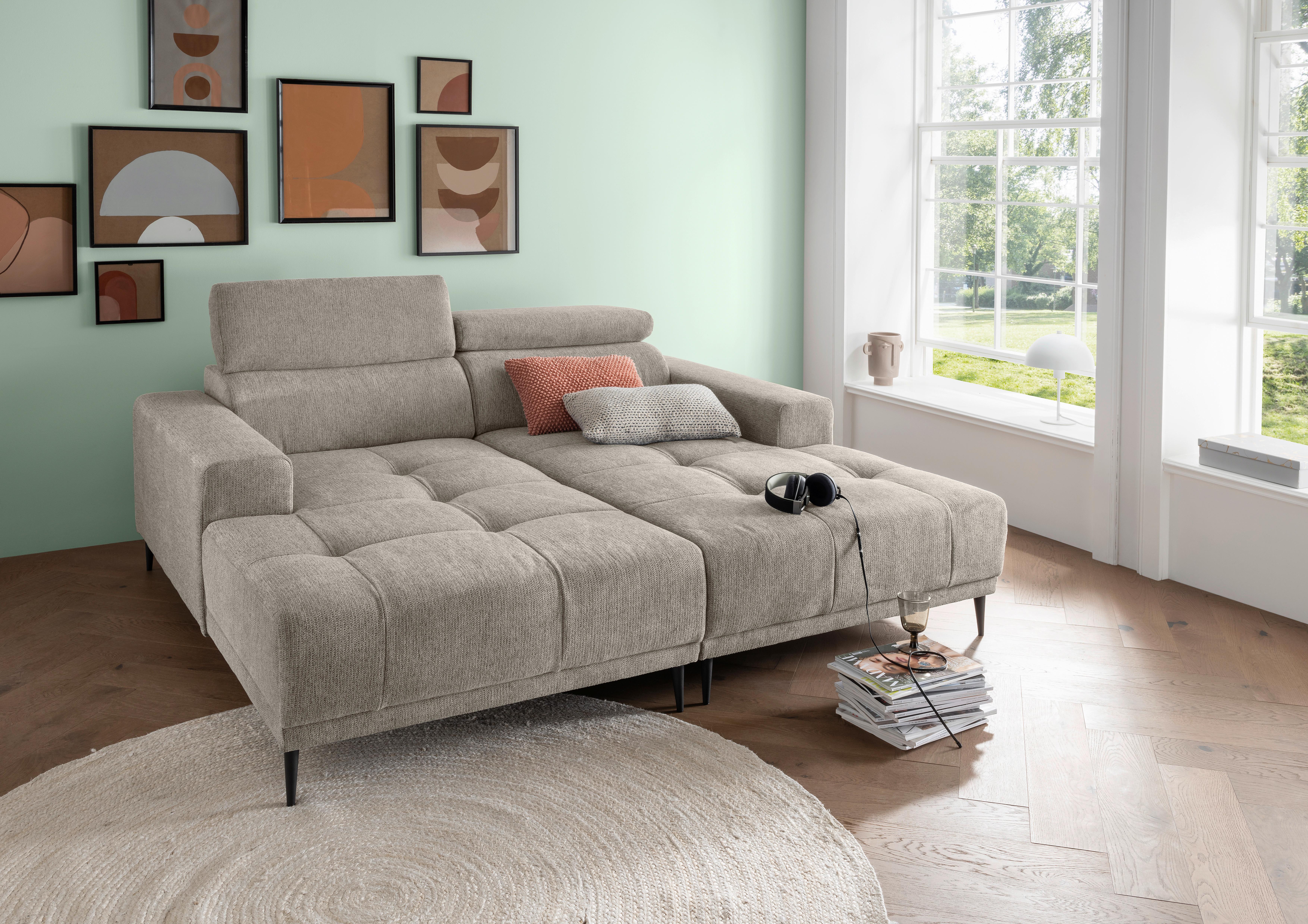 Ecksofa Intera, Beige S: 200x188 Cm - Beige/Schwarz, KONVENTIONELL, Textil (200/188cm) - Livetastic