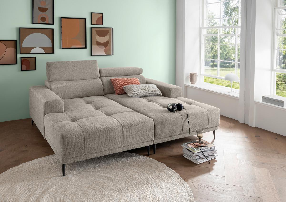 Ecksofa Intera, Beige S: 200x188 Cm - Beige/Schwarz, KONVENTIONELL, Textil (200/188cm) - Livetastic