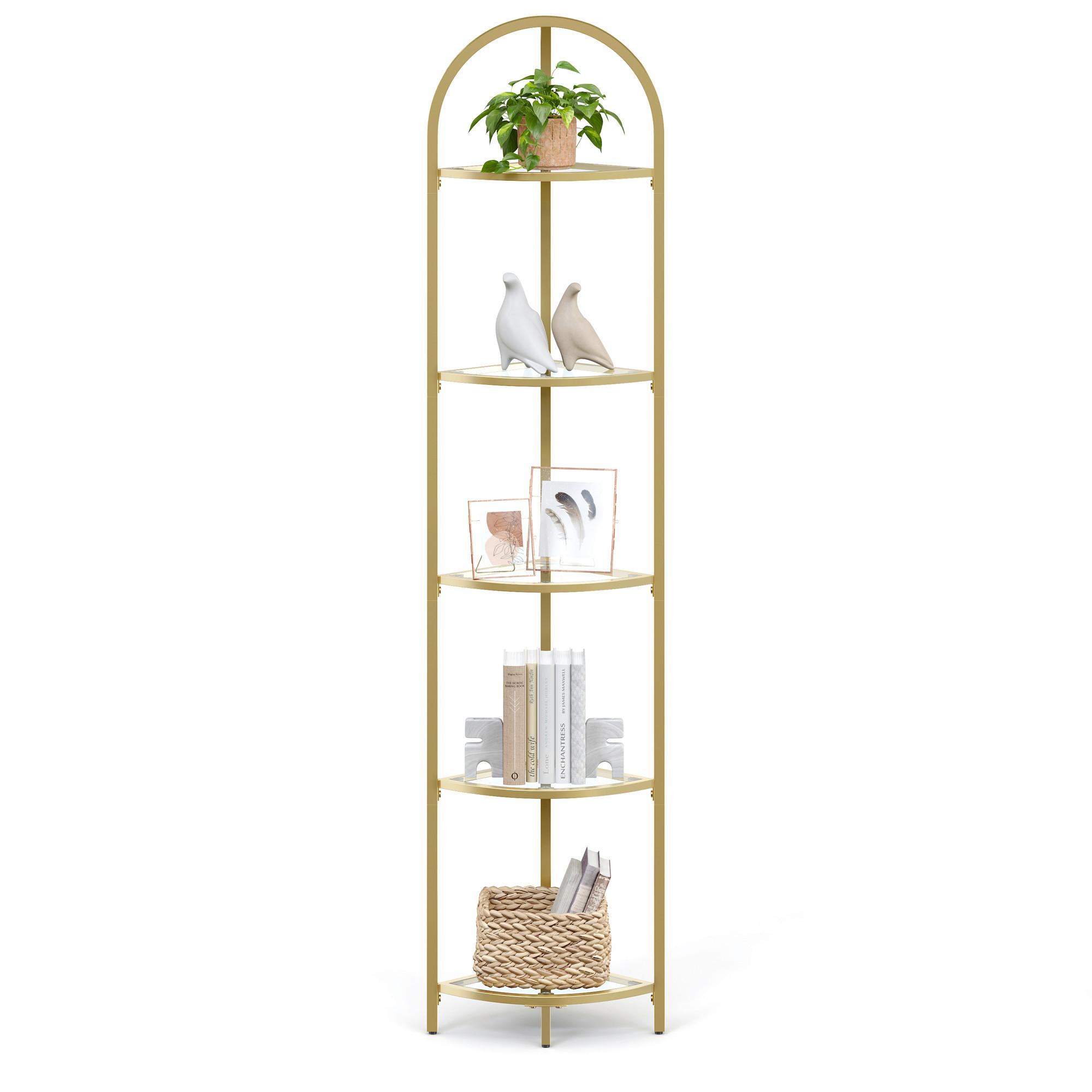 Eckregal Goldfarben B: 28 Cm - Goldfarben, Trend, Glas/Metall (28/158/28cm) - MID.YOU