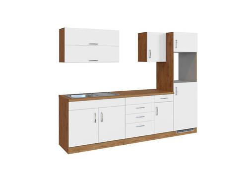 Küchenzeile Sorrento ohne Geräte 270 cm Weiß - Eichefarben/Weiß, MODERN, Holzwerkstoff (270cm) - Held
