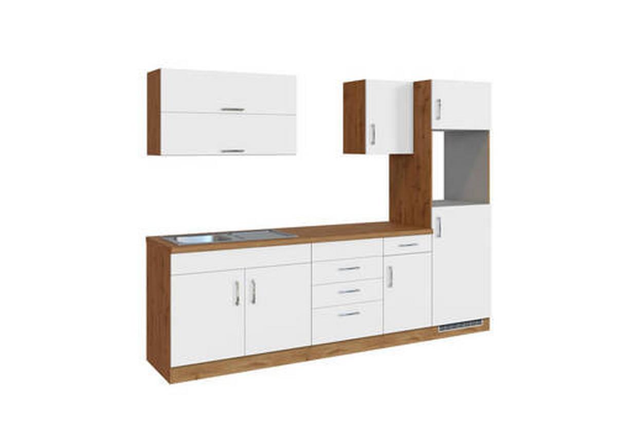 Küchenzeile Sorrento ohne Geräte 270 cm Weiß - Eichefarben/Weiß, MODERN, Holzwerkstoff (270cm) - Held