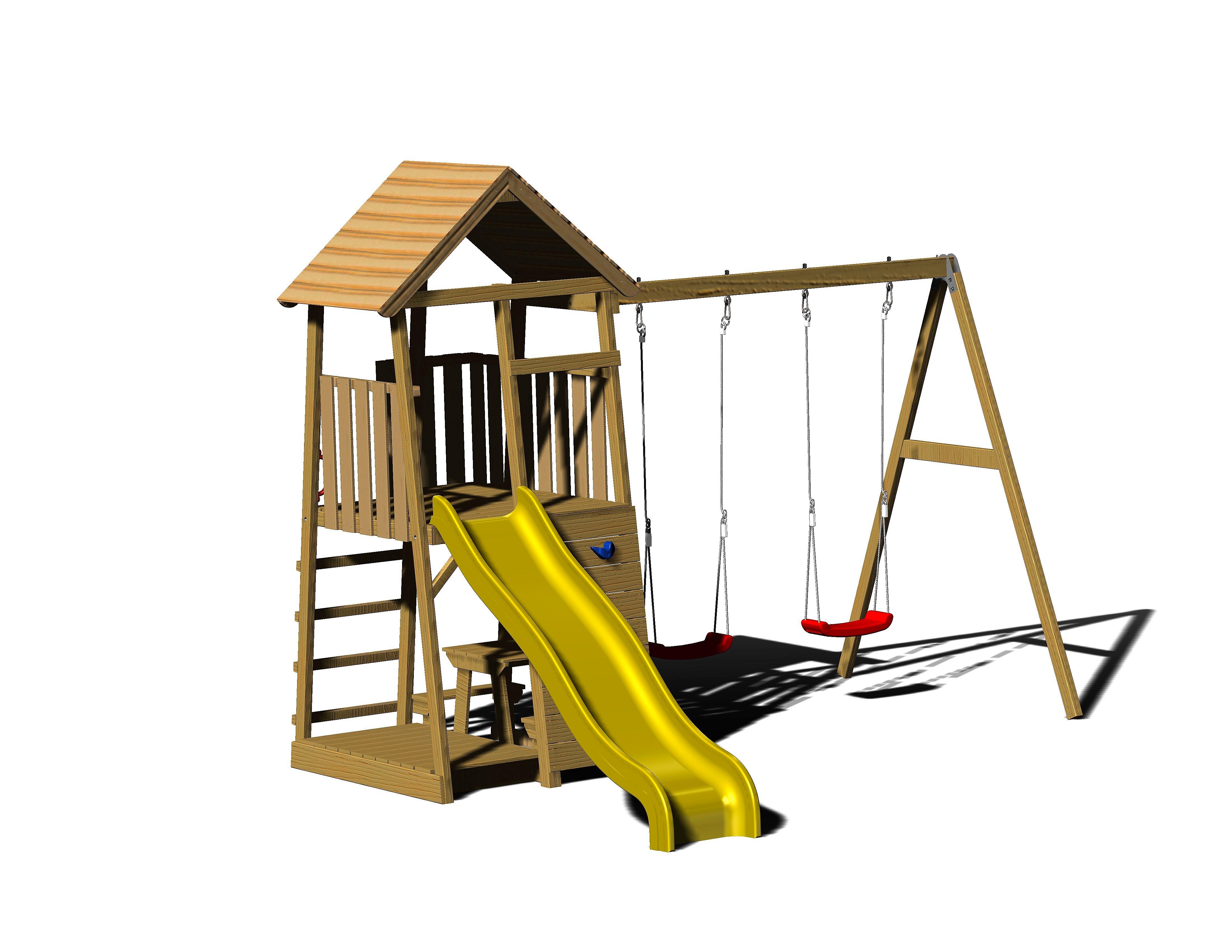 Spielturm Giraffe Gelb/naturfarben, B: 340 Cm - Gelb/Naturfarben, KONVENTIONELL, Holz (340/270/280cm)