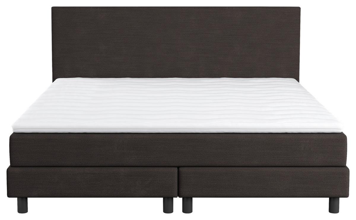 Boxbett Mit Topper Andorra 180x200 Cm Dunkelbraun - Dunkelbraun/Schwarz, MODERN, Holzwerkstoff/Textil (180/200cm) - MID.YOU