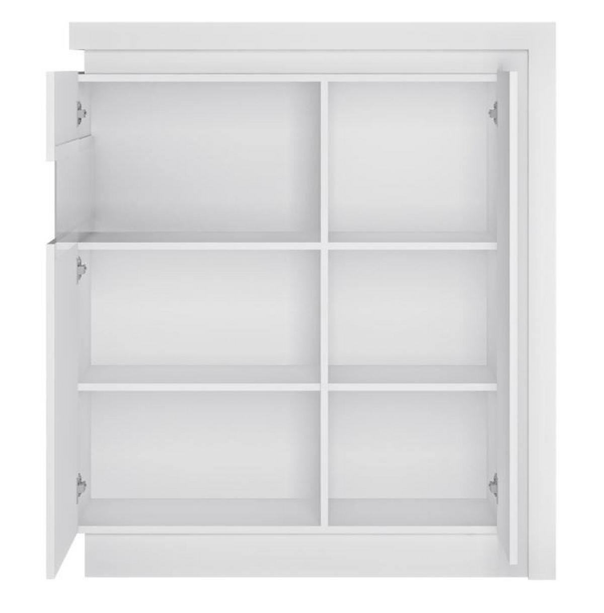 HIGHBOARD LYON - Weiß Hochglanz/Weiß, Trend, Glas/Holzwerkstoff (107,5/123,6/42cm)