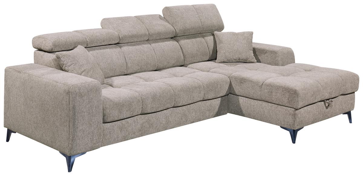 Ecksofa Sydney Graubraun S: 268/172 Cm - Graubraun/Schwarz, KONVENTIONELL, Textil (268/172cm) - MID.YOU