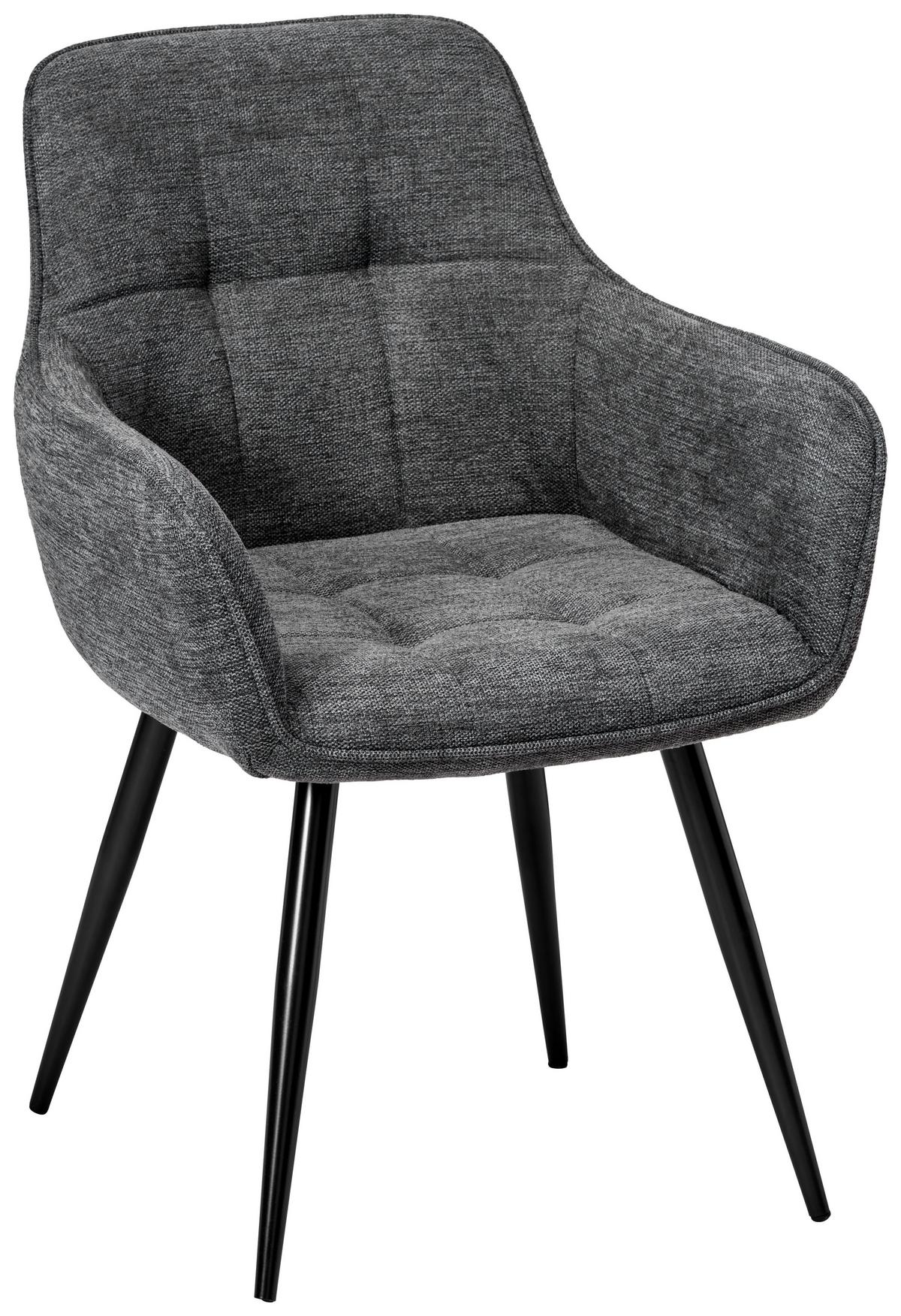 Armlehnstuhl Leicester - Schwarz/Grau, LIFESTYLE, Textil/Metall (57/84/60cm) - MID.YOU