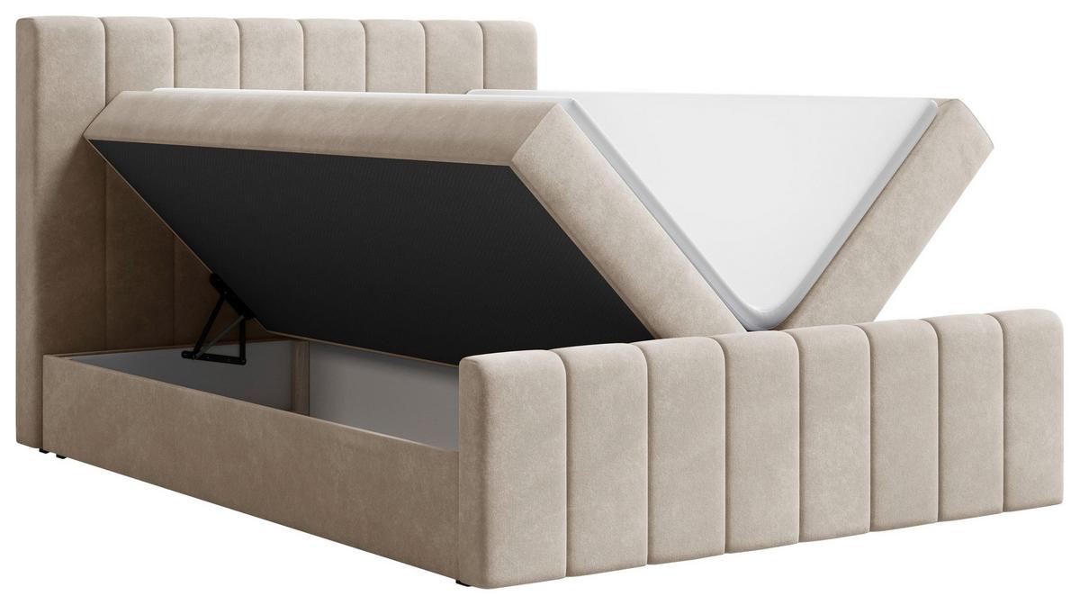 BOXBETT Lila Beige 160x200cm - Beige/Schwarz, MODERN, Holz/Kunststoff (160/200cm) - MID.YOU