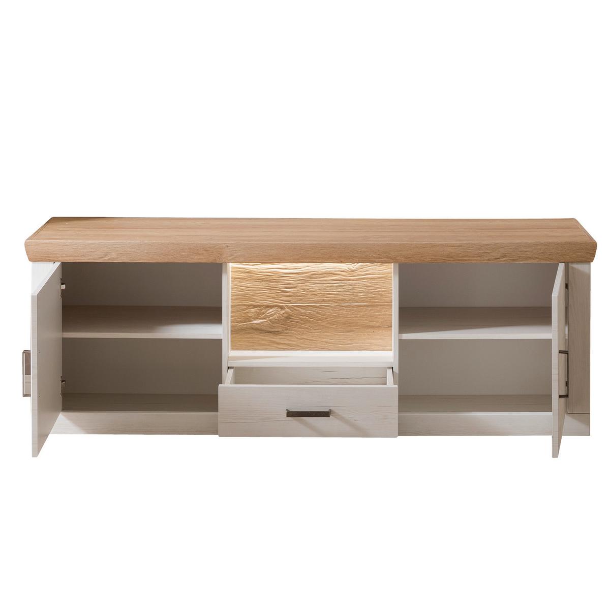Wohnkombination 4-Tlg. Madrid Eiche-/Pinienfarben - Eichefarben/Schwarz, Design, Glas/Holzwerkstoff (343/205/50cm) - MID.YOU