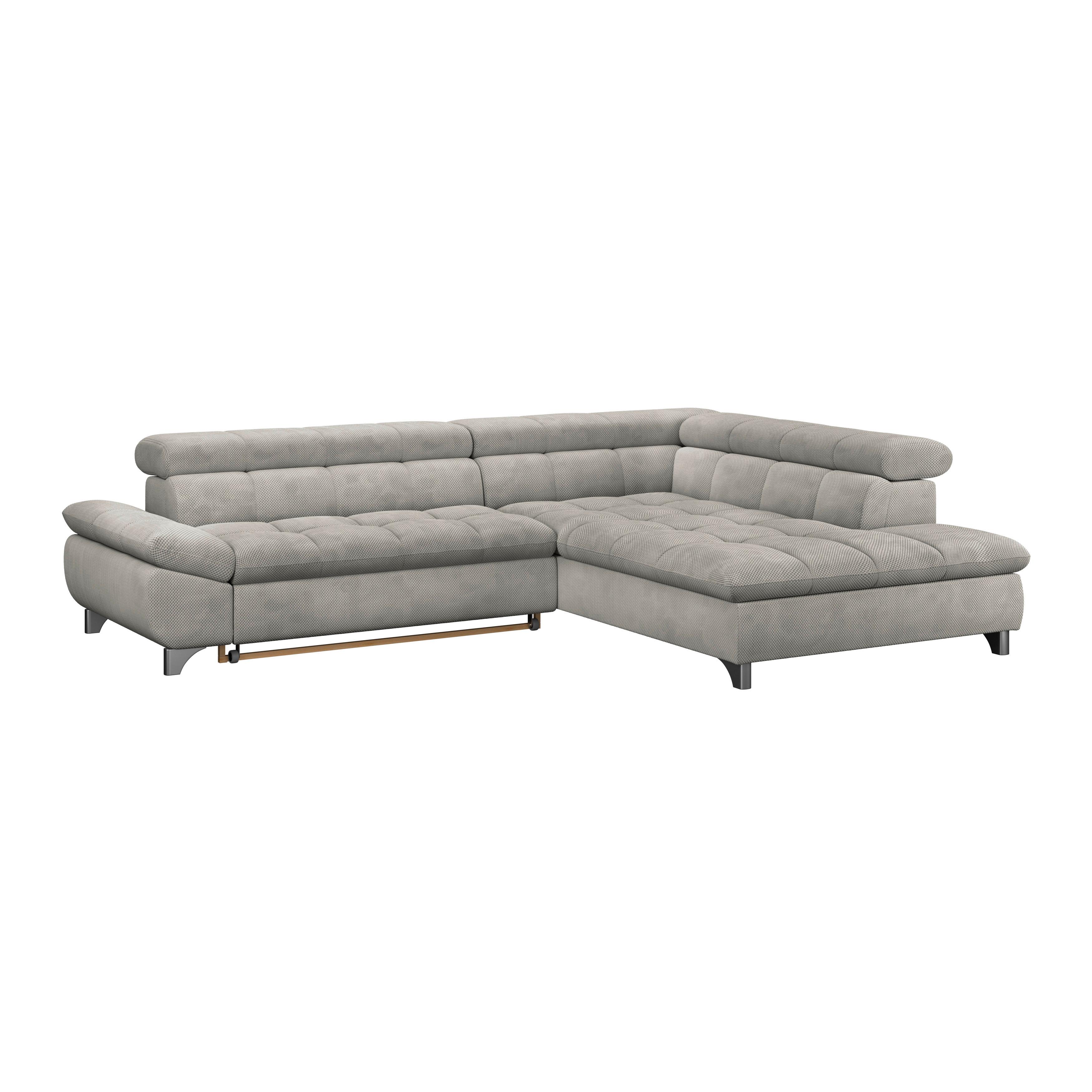 Ecksofa Gemini Dunkelgrau, B: 312 cm - Taupe/Chromfarben, KONVENTIONELL, Textil (312/234cm)