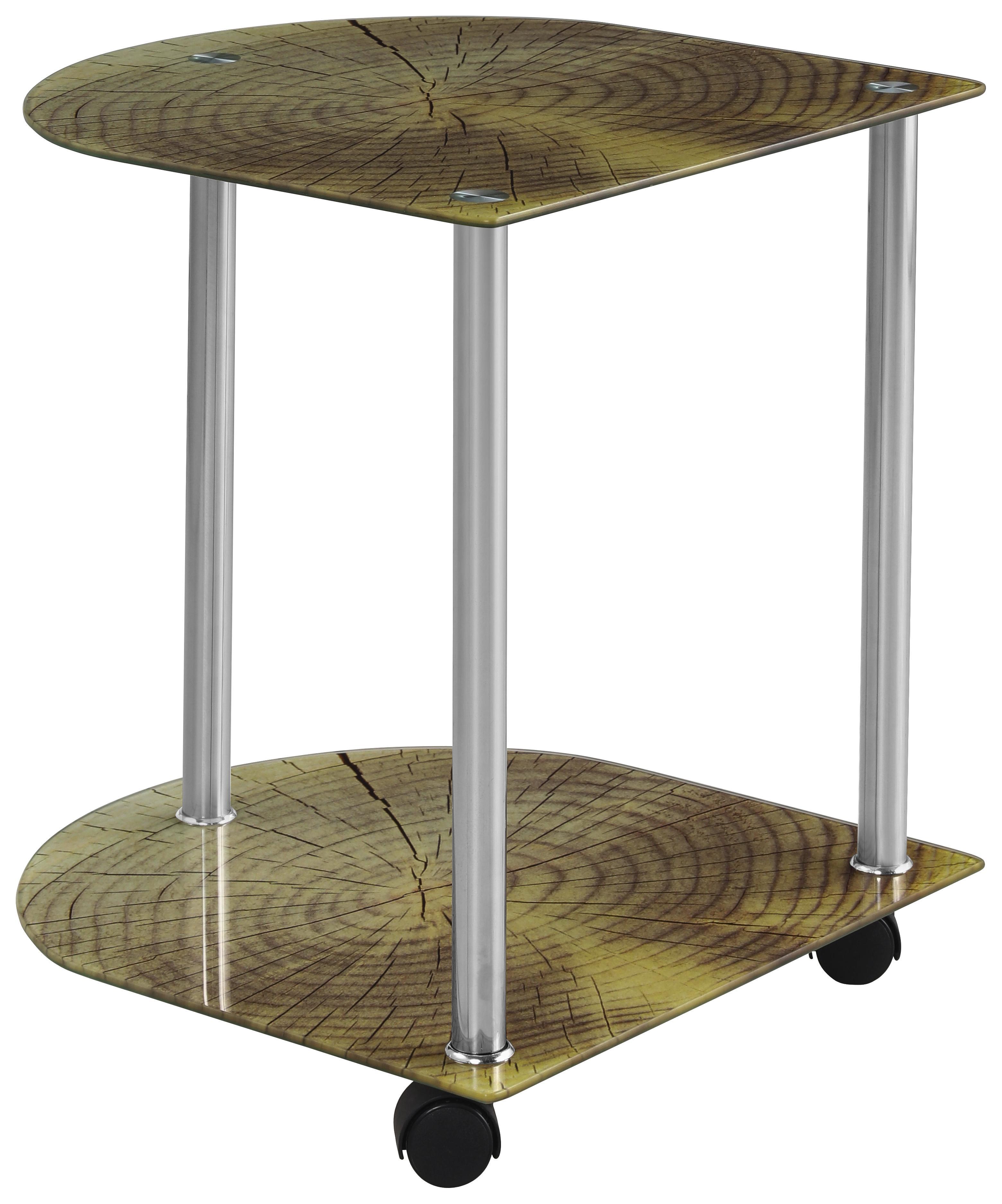 Beistelltisch Klaus - Edelstahlfarben/Braun, MODERN, Glas/Metall (40/45/40cm)