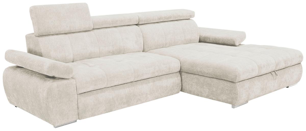 Rohová sedačka VEGAS, pravá, béžová žinylka - barvy stříbra/béžová, Design, dřevo/textil (294/173cm)