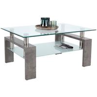 Dohányzóasztal Silvia - világosszürke/fehér, Modern, faalapú anyag/Üveg (100/45/60cm)