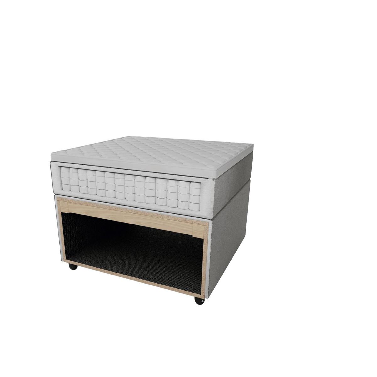 Postel boxpring s toperem, 180x200 cm, šedá - šedá/černá, Moderní, dřevo/textil (180/200cm) - Bessagi Home