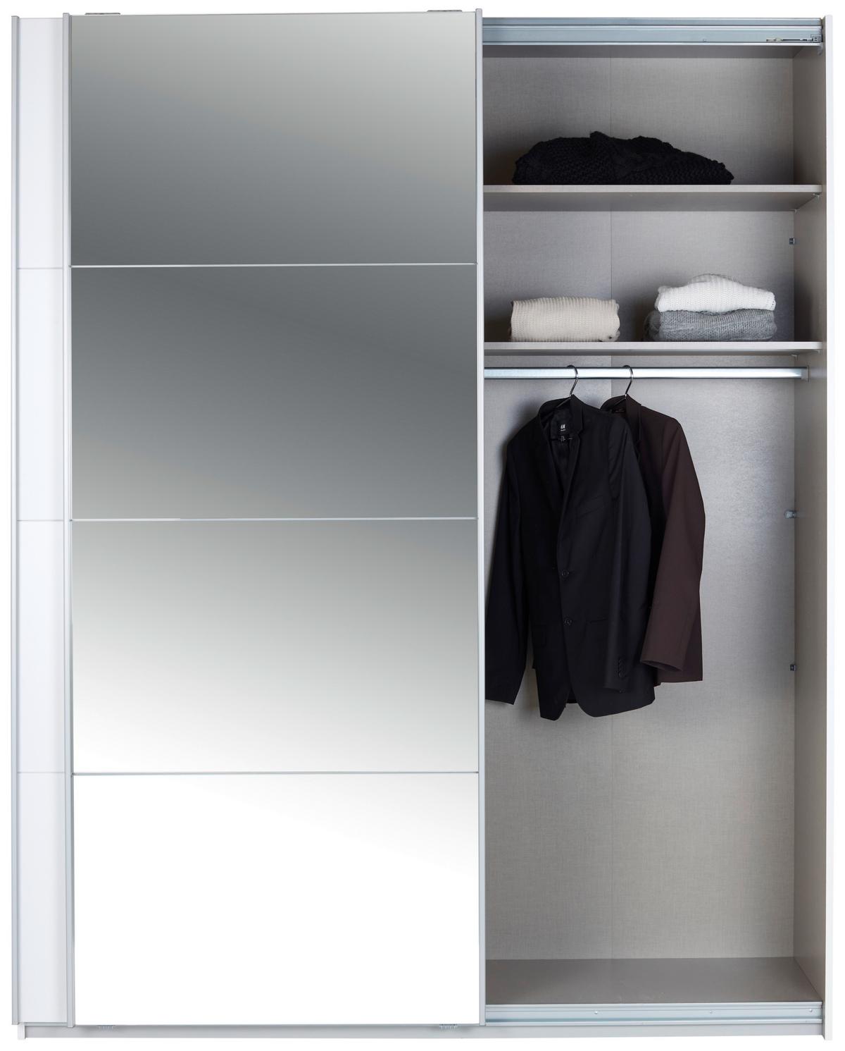 Schwebetürenschrank + Spiegel B: 181cm Feldkirch Weiß - Silberfarben/Weiß, MODERN, Holzwerkstoff (181/229/62cm) - Luca Bessoni
