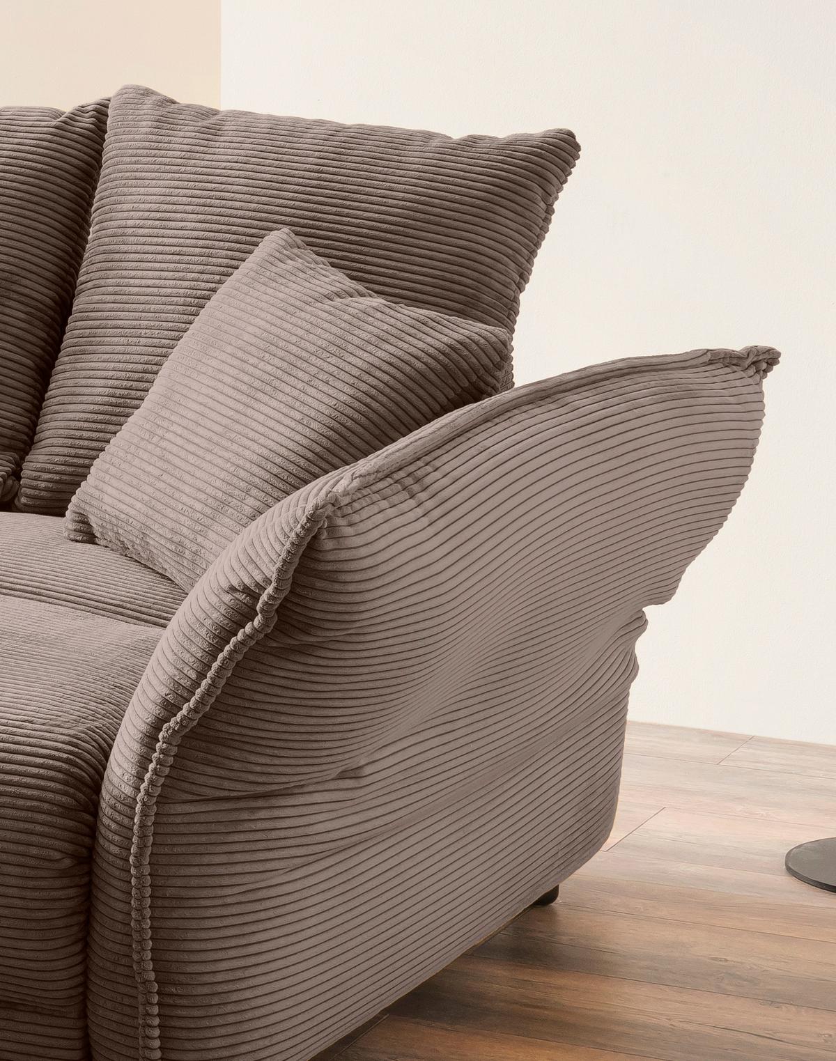 Bigsofa Pera, Graubraun B: 242 cm - Chromfarben/Graubraun, MODERN, Textil (242/71/90/131cm) - Livetastic