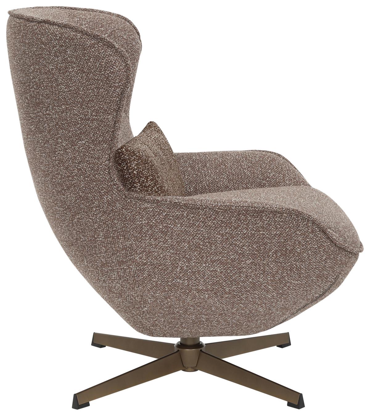 Televizní křeslo ALBA, hnědá tkanina, max. do 140 kg - bronzová/hnědá, Moderní, kov/textil (76/94/87,5cm) - Mömax