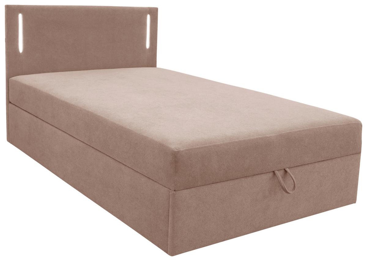 Boxbett mit Bettkasten 120x200 cm Hellbraun Carlos - Hellbraun/Schwarz, Basics, Holzwerkstoff/Textil (121/110/210cm) - Livetastic