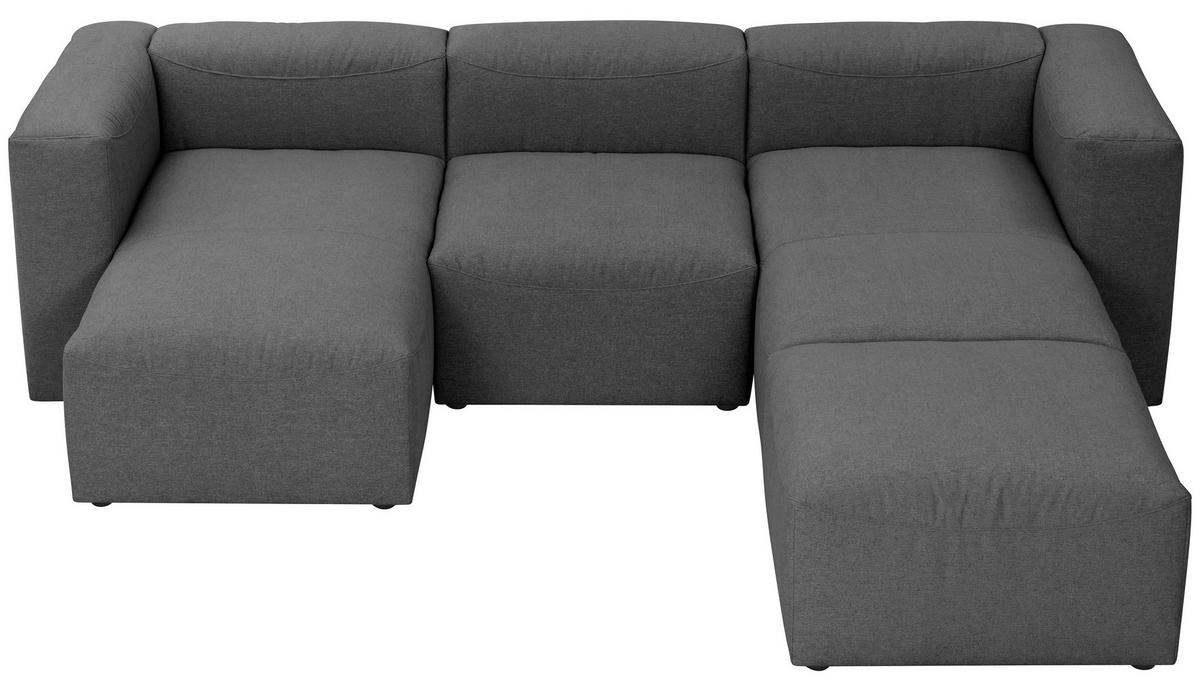 Wohnlandschaft Lena Anthrazit Flachgewebe - Anthrazit, Design, Textil (160/275/235cm) - Max Winzer