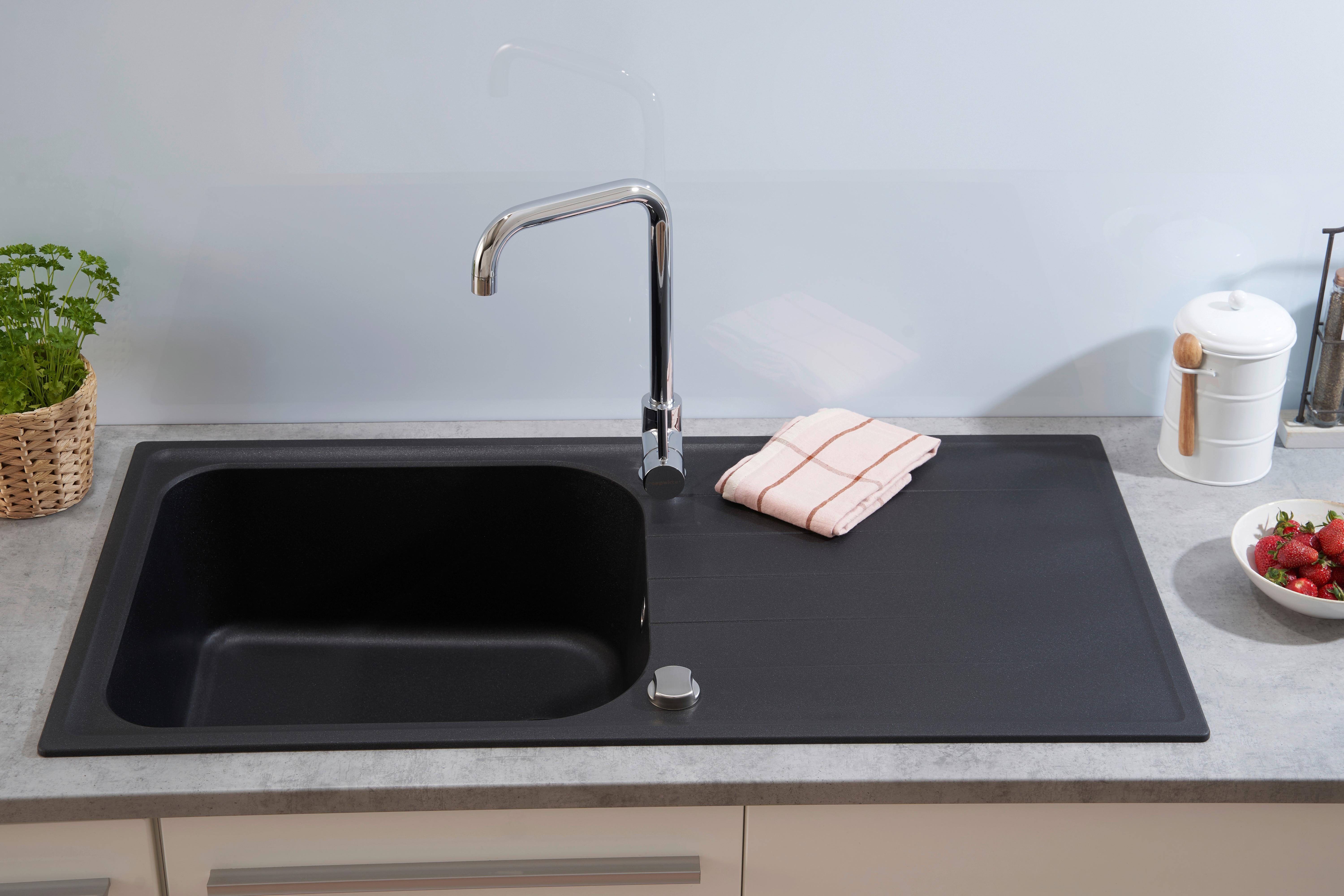 Spüle Respekta Stein Bxt: 100x50 cm - Schwarz, Trend, Stein (100/22,5/50cm) - Respekta