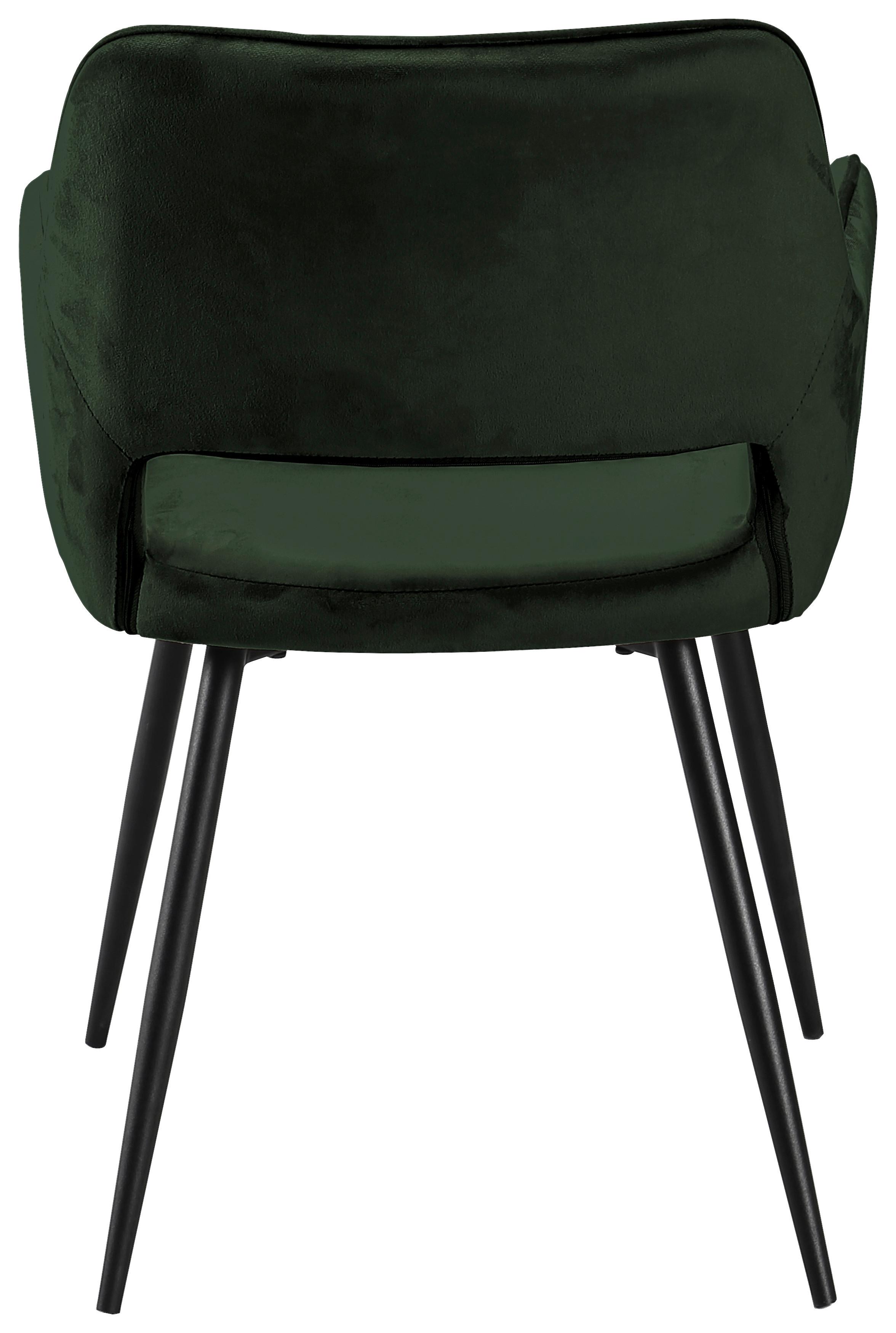 Židle s područkami SERAFINA tmavě zelená - tmavě zelená, Moderní, kov/dřevo (55/79/59cm) - Mömax