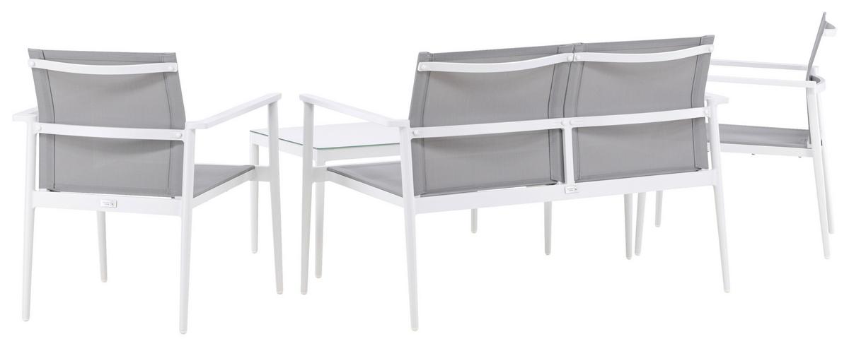 Loungegarnitur Break - Weiß/Grau, KONVENTIONELL, Glas/Textil - Gardenson