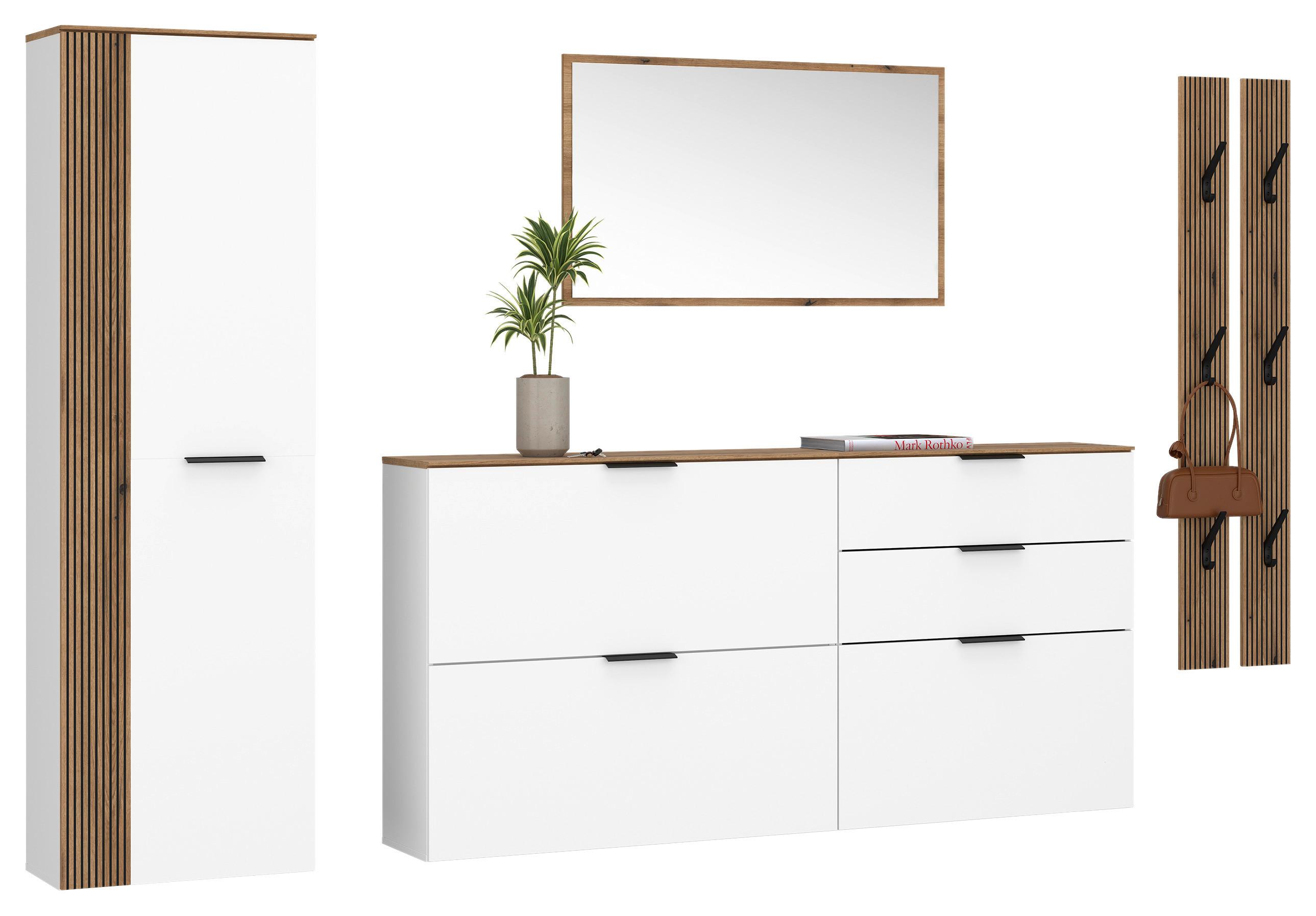Garderobe Aladin Stehend & Hängend Montierbar - Eichefarben/Weiß, MODERN, Holzwerkstoff (264/199,9/35cm)