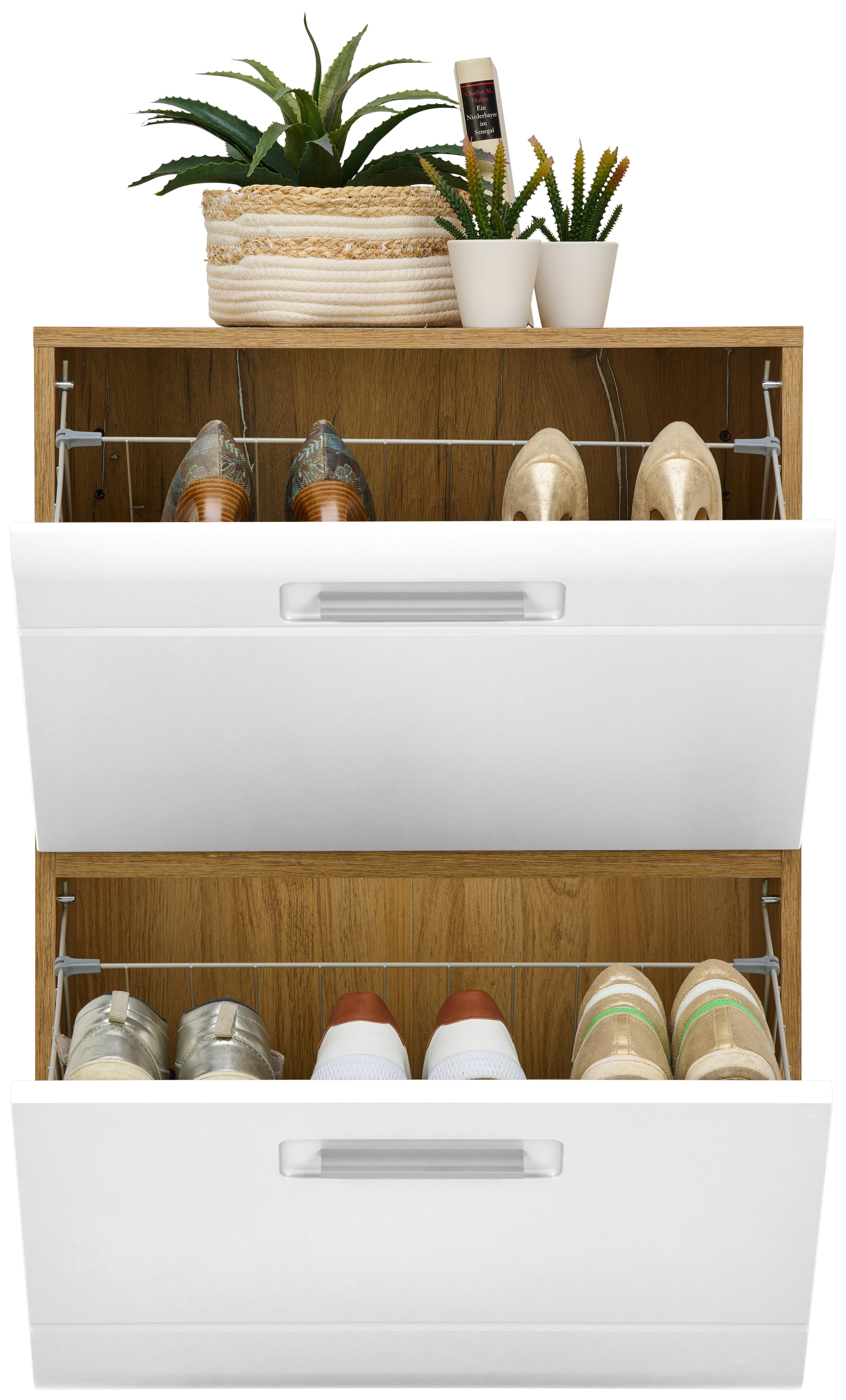 Schuhschrank Auris Weiß/ Eiche Dekor B: 60 cm - Eichefarben/Weiß, MODERN (60/82,7/37,1cm) - Luca Bessoni