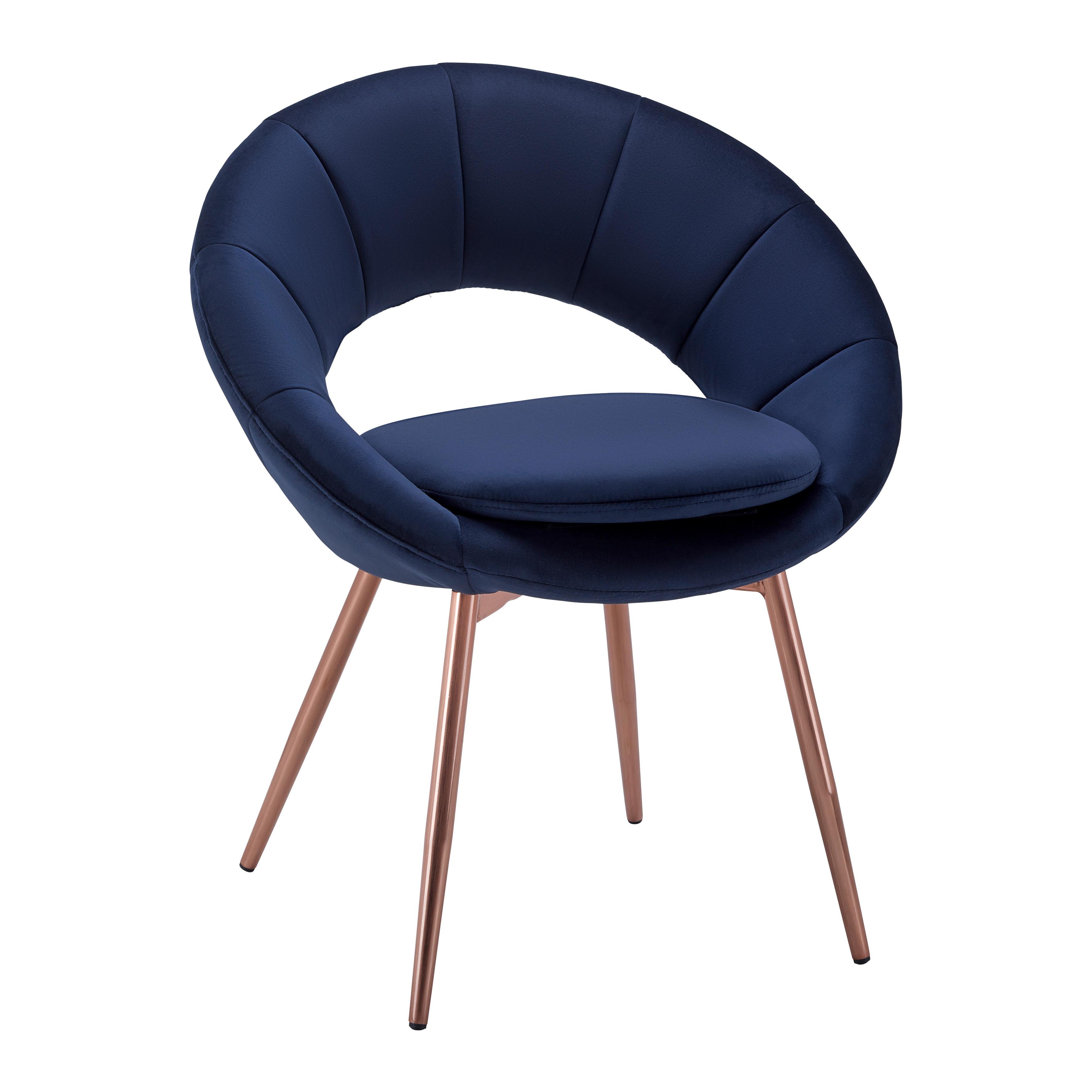 Židle ze sametu Levi tmavěmodrá - tmavě modrá, Moderní, kov/dřevo (67/74/60.5cm) - Bessagi Home